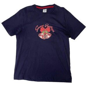 Seasons Greetings Christmas Tee Size XL Navy Blue Holiday T-shirt